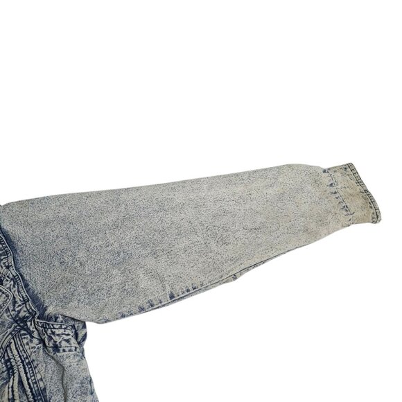 Vintage Van Cort Denim Jacket M Acid Wash Distressed Stained Thrashed Bomber - Picture 8 of 16